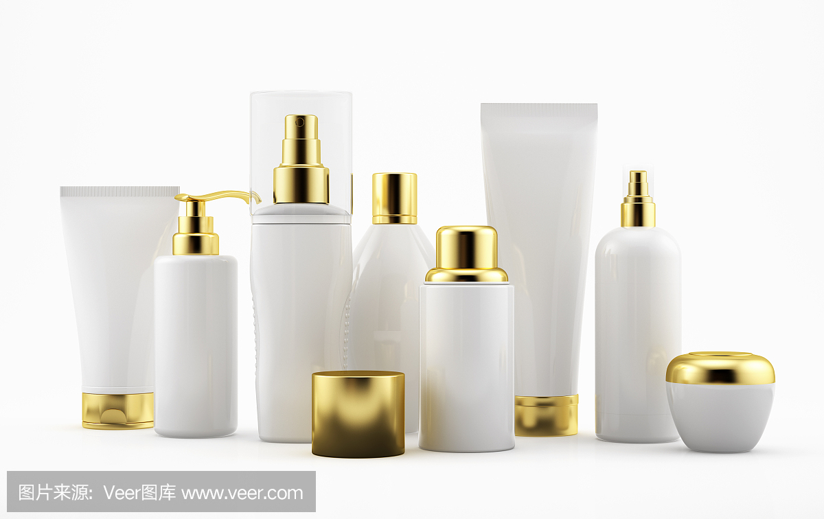 化妆品产品模板,白色和金色